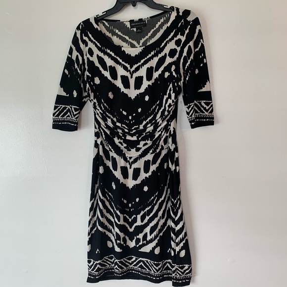 connected apparel Dresses & Skirts - CONNECTED APPAREL Black White Midi Sheath Dress 6